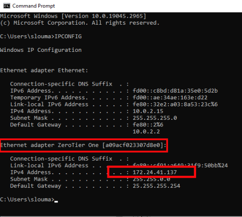 Adresse IP ZeroTier One